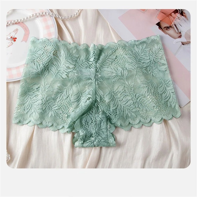 Lace Mesh Seamless Boyshorts Elegant Hollow Out Jacquard Underwear 9