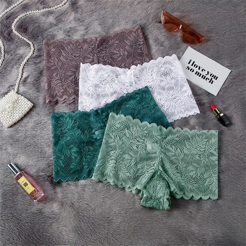 Lace Mesh Seamless Boyshorts Elegant Hollow Out Jacquard Underwear 3