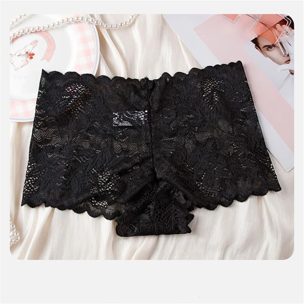 Lace Mesh Seamless Boyshorts Elegant Hollow Out Jacquard Underwear 7