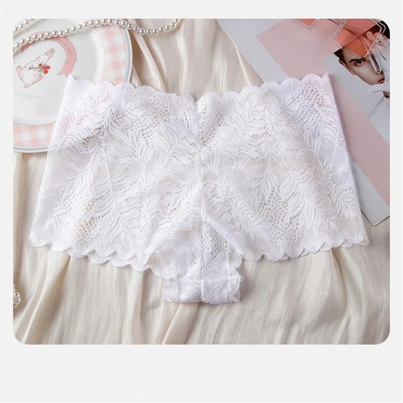 Lace Mesh Seamless Boyshorts Elegant Hollow Out Jacquard Underwear 8