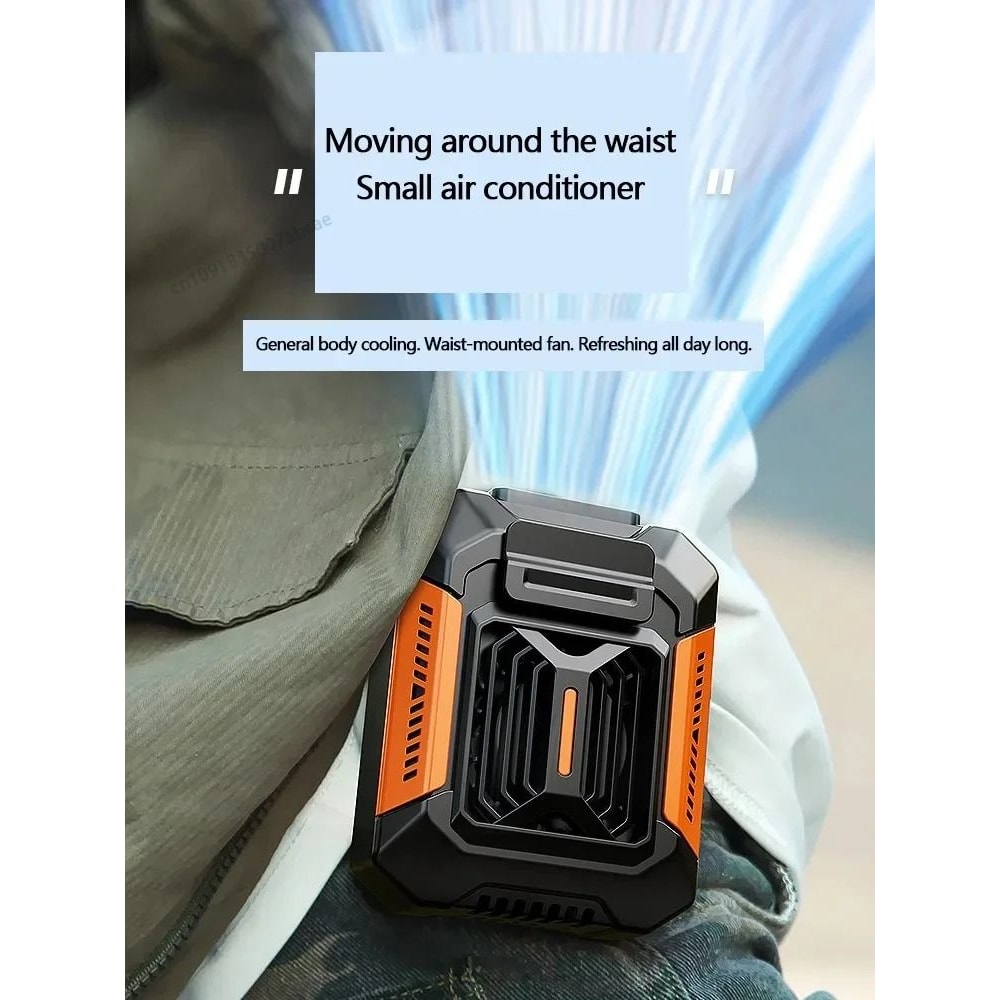 3in1 Portable Belt Clip Fan Wearable Power Bank Flashlight 1