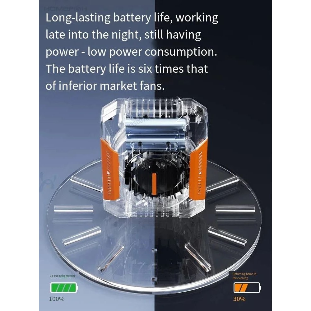 3in1 Portable Belt Clip Fan Wearable Power Bank Flashlight 3