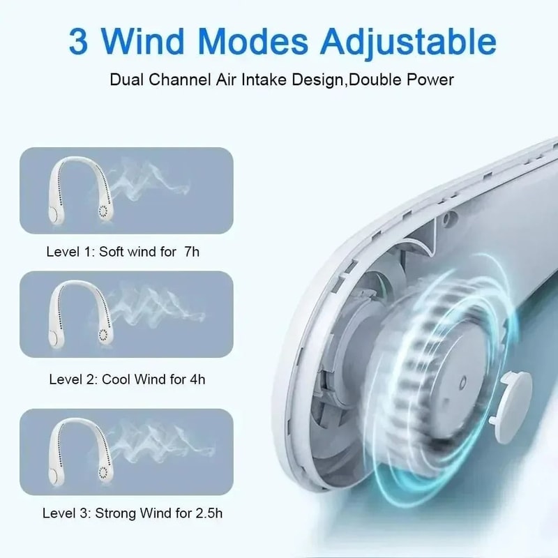 Mini Bladeless Neck Fan Portable 1200mAh Rechargeable Personal Cooler 4