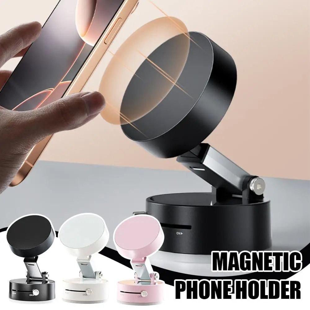 DoubleSided Magnetic Suction Phone Holder Foldable Vacuum Suction Mount 0