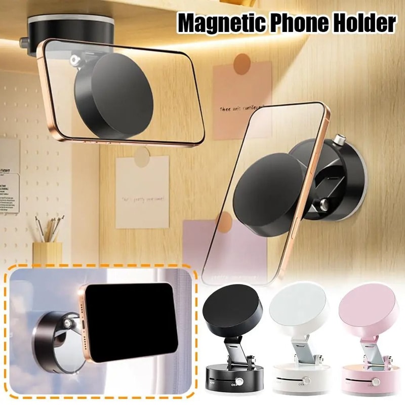 DoubleSided Magnetic Suction Phone Holder Foldable Vacuum Suction Mount 2