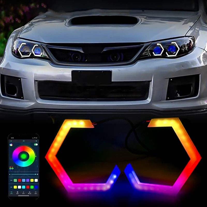 Hexagon RGB LED Angel Eyes Bluetooth AppControlled Halo Rings 0