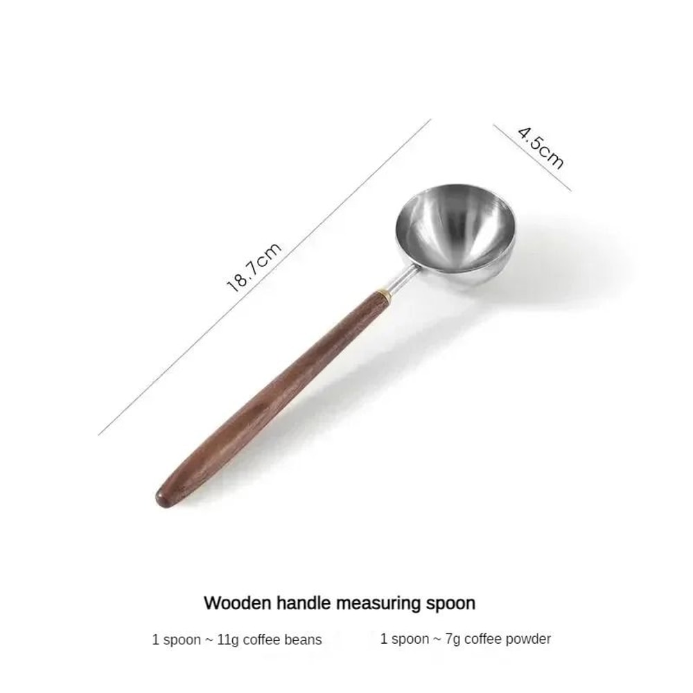 Walnut Handle Stainless Steel Coffee Scoop Premium 25ml Measuring Spoon 4