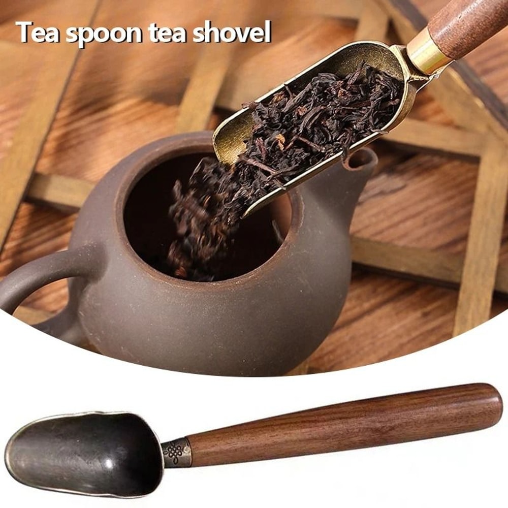 Ebony Wood Alloy Coffee Scoop Antique Style Tea Shovel Measuring Spoon 2