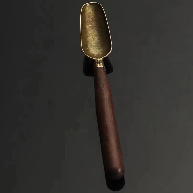 Ebony Wood Alloy Coffee Scoop Antique Style Tea Shovel Measuring Spoon 5