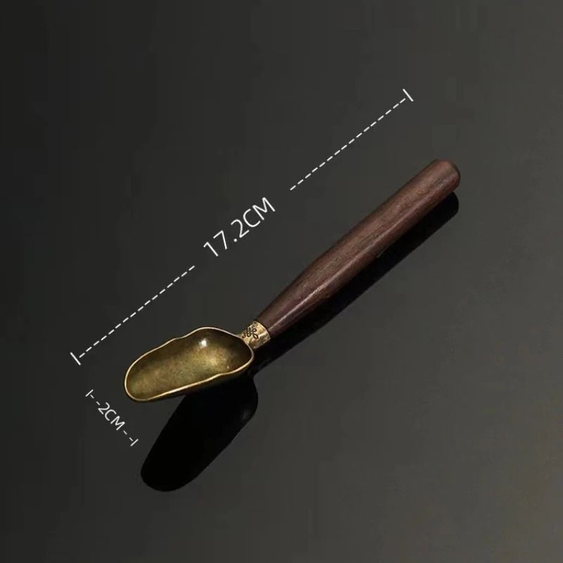 Ebony Wood Alloy Coffee Scoop Antique Style Tea Shovel Measuring Spoon 6