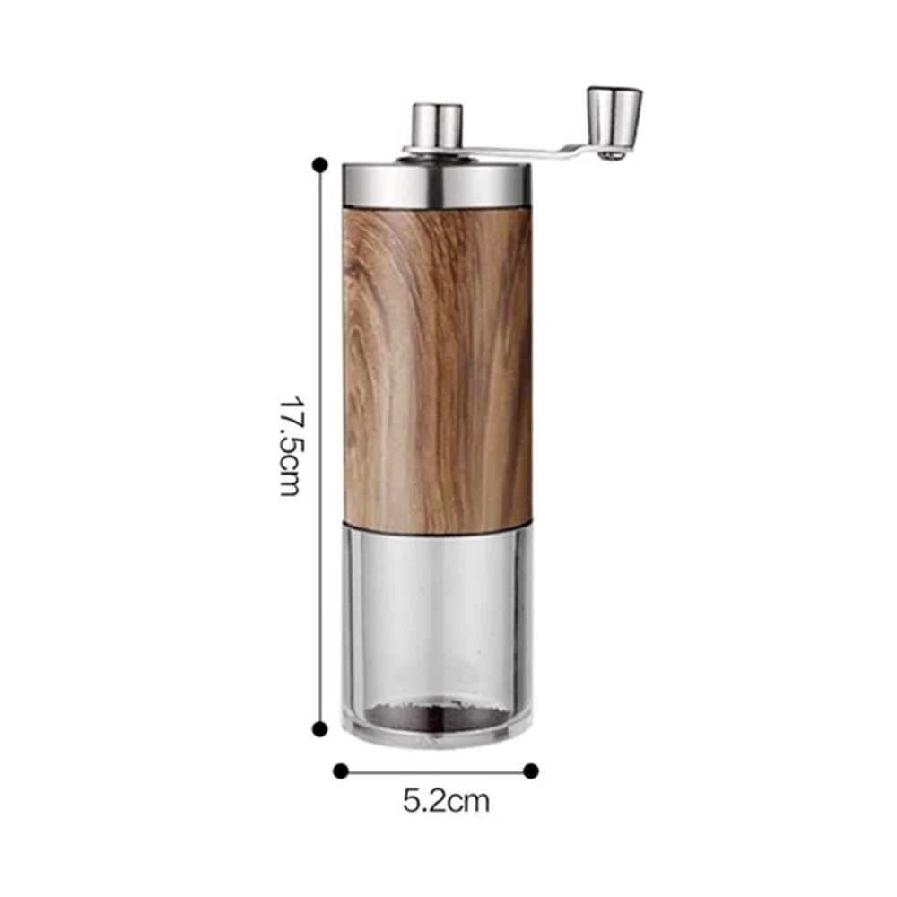 Manual Wood Grain Coffee Grinder Portable Stainless Steel Hand Crank Mill 6