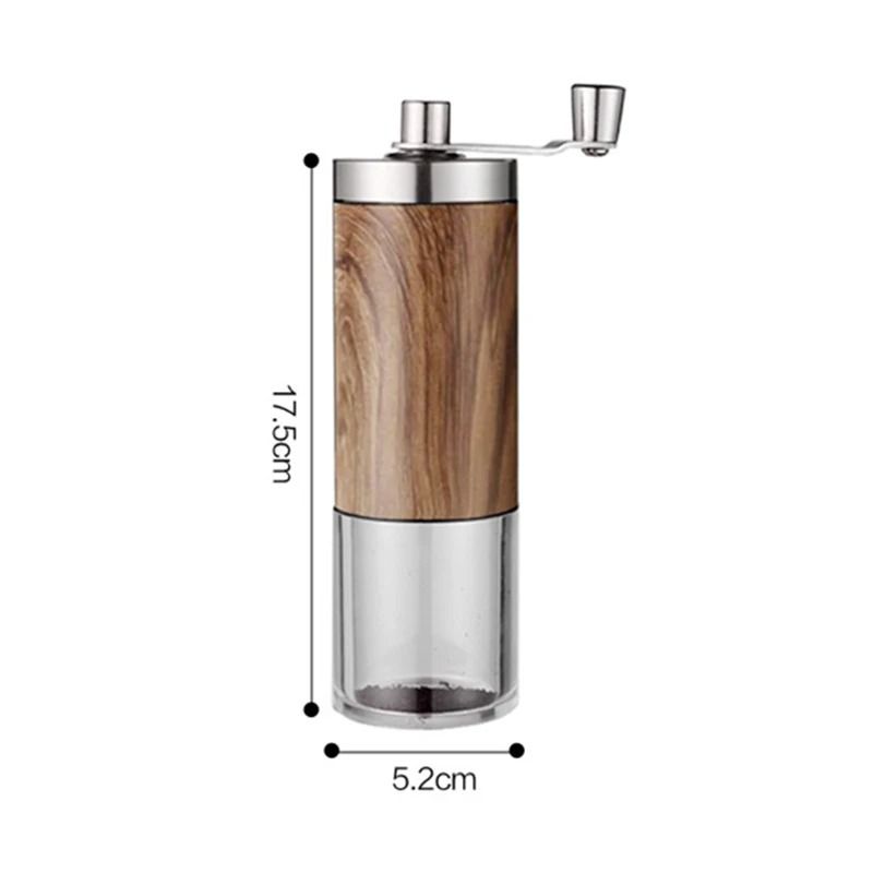 Manual Wood Grain Coffee Grinder Portable Stainless Steel Hand Crank Mill 6
