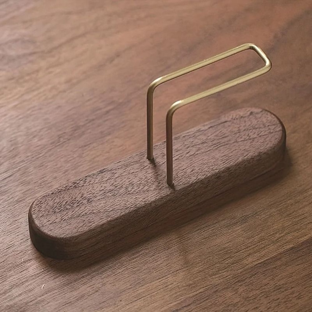 Walnut Brass Coffee Filter Holder Premium V60 Paper Storage Stand 2