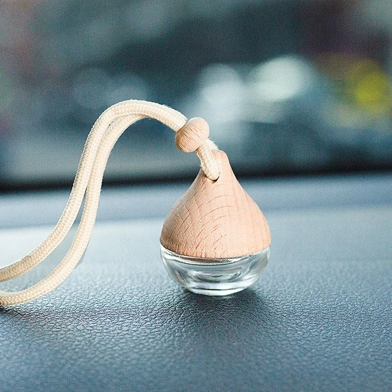 AuraDrive Refillable Car Pendant 6ml Glass Wood Essential Oil Diffuser 1