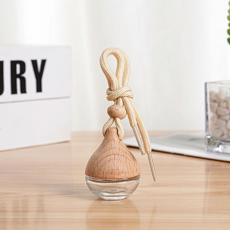 AuraDrive Refillable Car Pendant 6ml Glass Wood Essential Oil Diffuser 3