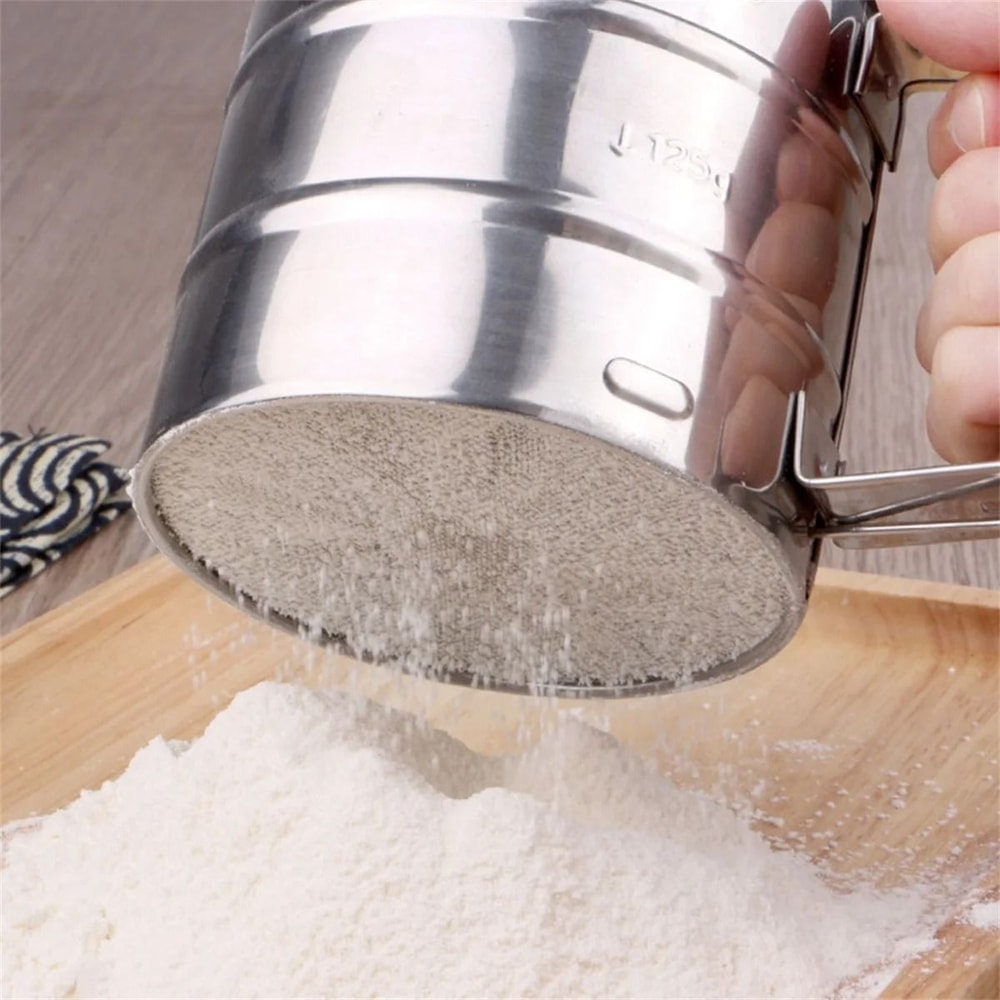 HandPress Flour Sifter Stainless Steel Fine Mesh Baking Sieve 2