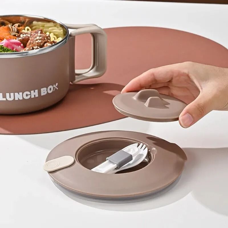 304 Stainless Steel Ramen Bowl Large Capacity Lunch Box With Lid 3