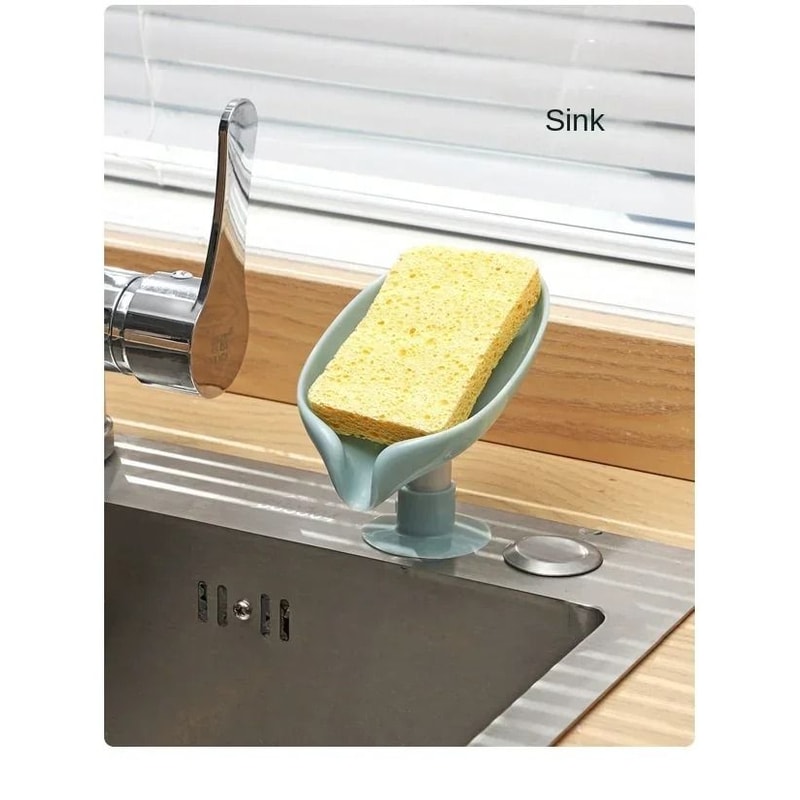 Leaf SelfDraining Soap Holder Waterfall Suction Tray For Bath Kitchen 1