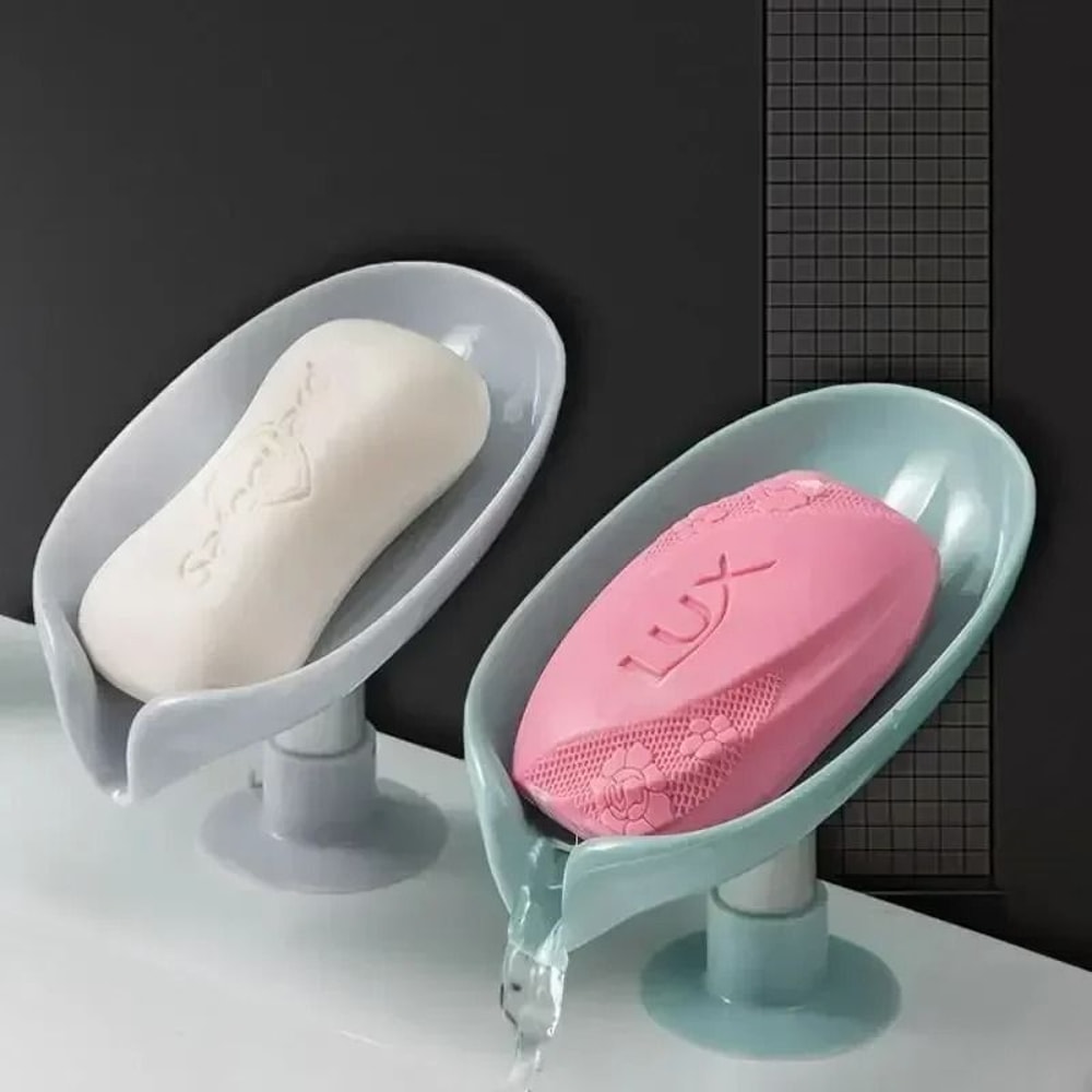 Leaf SelfDraining Soap Holder Waterfall Suction Tray For Bath Kitchen 0
