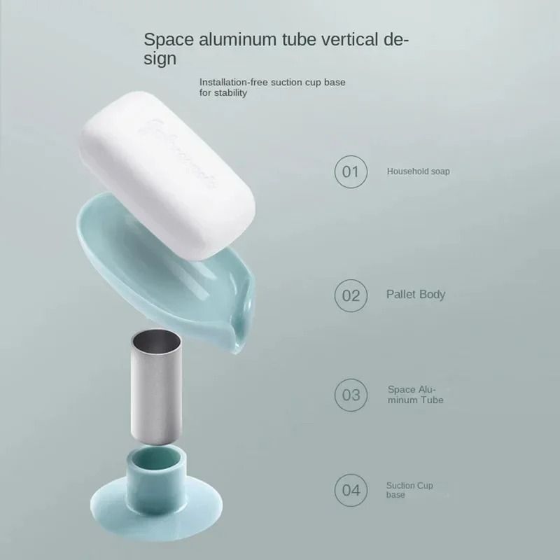 Leaf SelfDraining Soap Holder Waterfall Suction Tray For Bath Kitchen 4