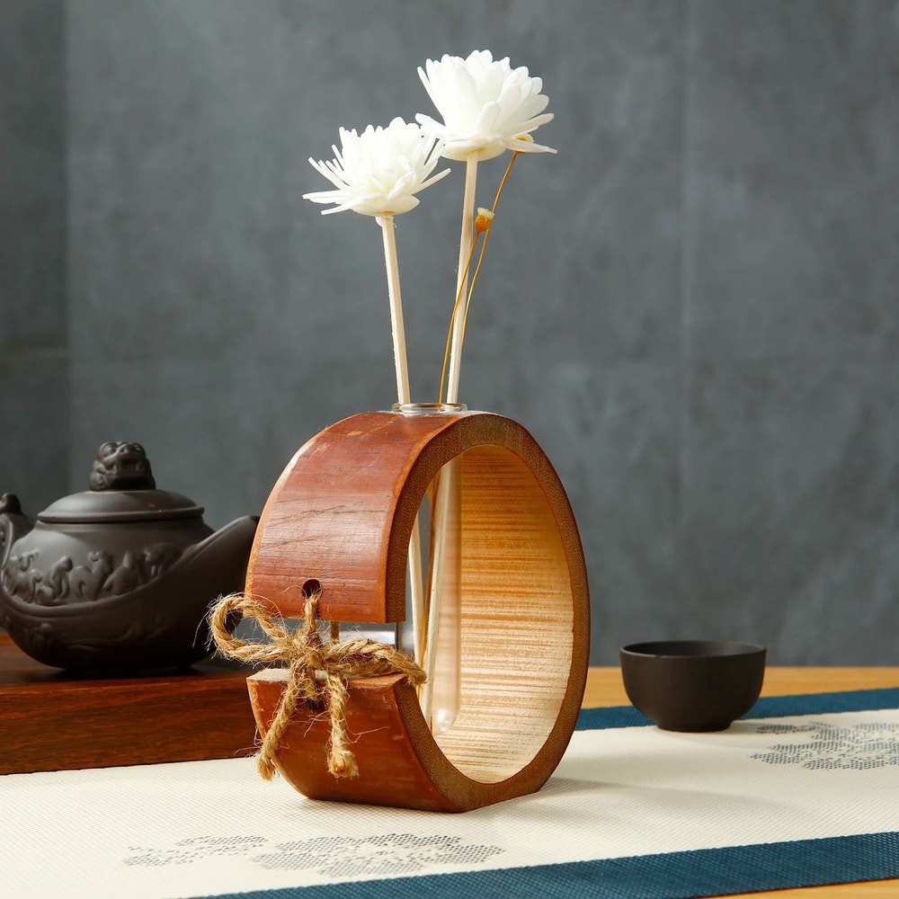 Zen Bamboo Glass Fragrance Diffuser Premium Essential Oil Bottle Reed Set 3