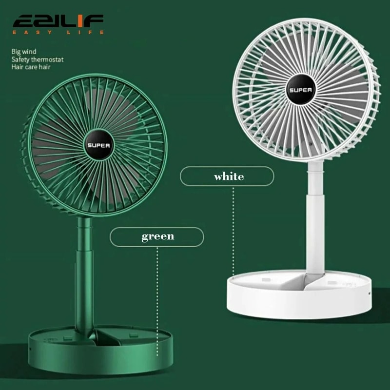 Foldable Desktop Power Fan USB Rechargeable Retractable Portable Cooler 0