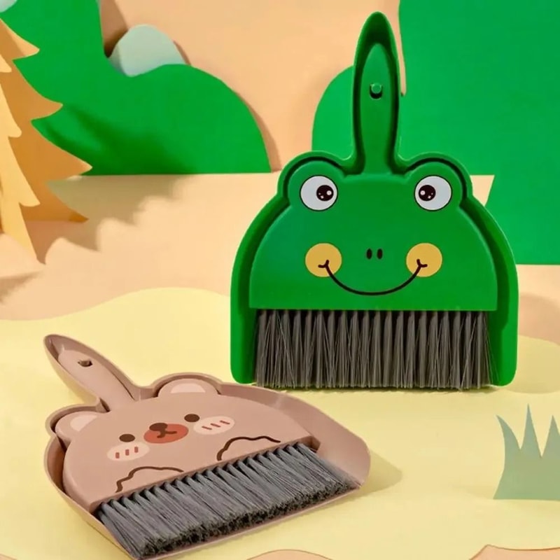 Cartoon Mini Broom Dustpan Set Desktop Keyboard Cleaning Duo 4