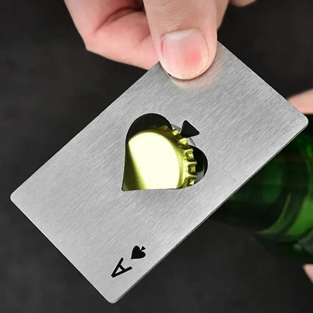 Ace Of Spades Wallet Bottle Opener Credit Card Sized Stainless Steel Opener 0