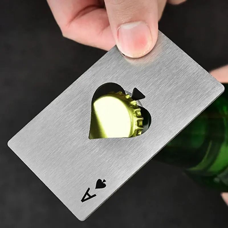 Ace Of Spades Wallet Bottle Opener Credit Card Sized Stainless Steel Opener 0