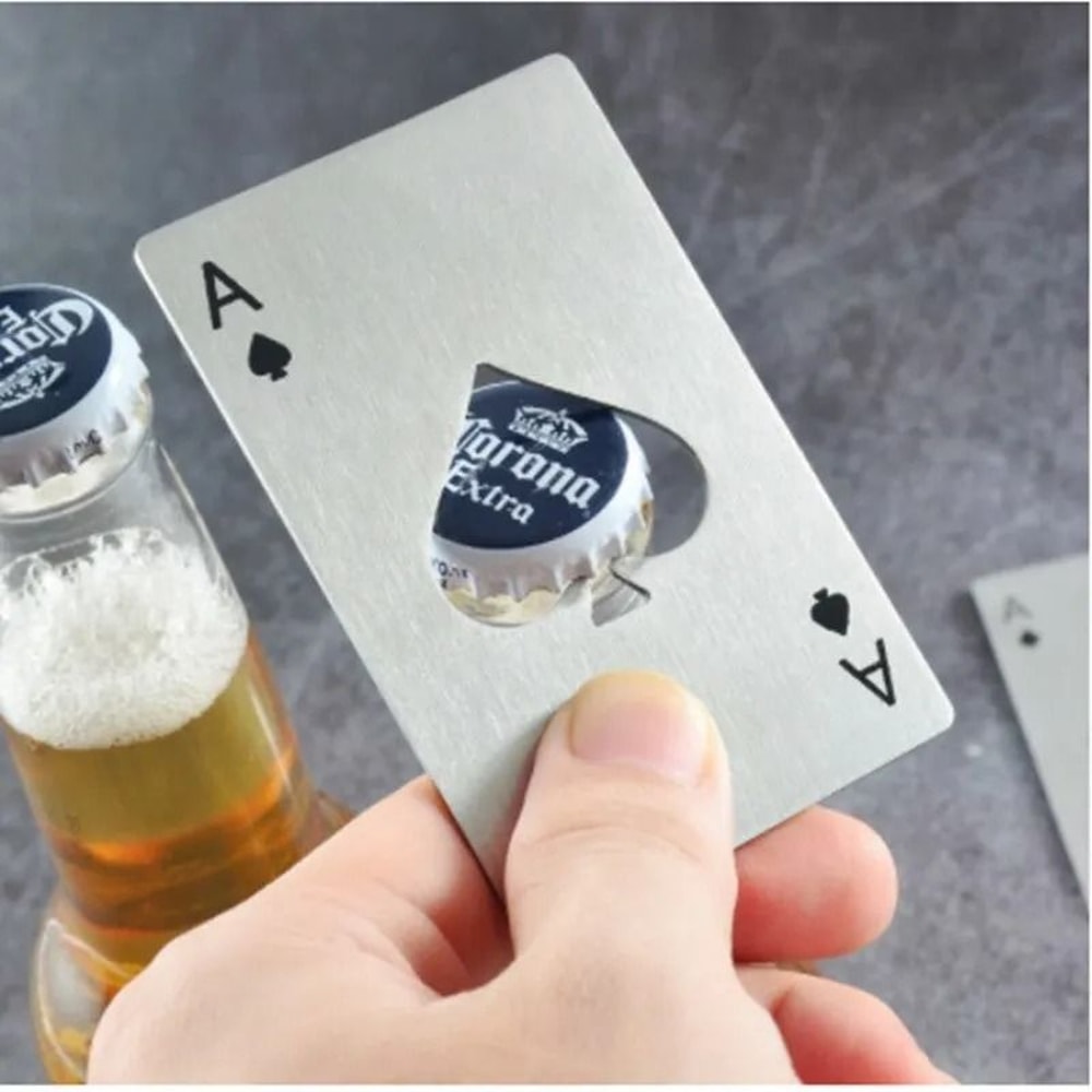 Ace Of Spades Wallet Bottle Opener Credit Card Sized Stainless Steel Opener 3