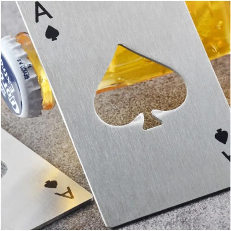 Ace Of Spades Wallet Bottle Opener Credit Card Sized Stainless Steel Opener 4