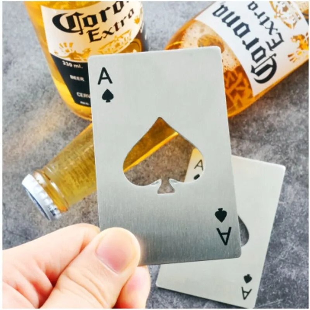 Ace Of Spades Wallet Bottle Opener Credit Card Sized Stainless Steel Opener 5