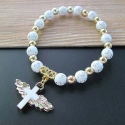 angelic grace rosary bracelet – stretch religious jewelry & travel souvenir