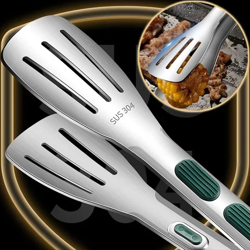 HeavyDuty Stainless Steel Food Tongs MultiUse Kitchen Grill Clamps 1