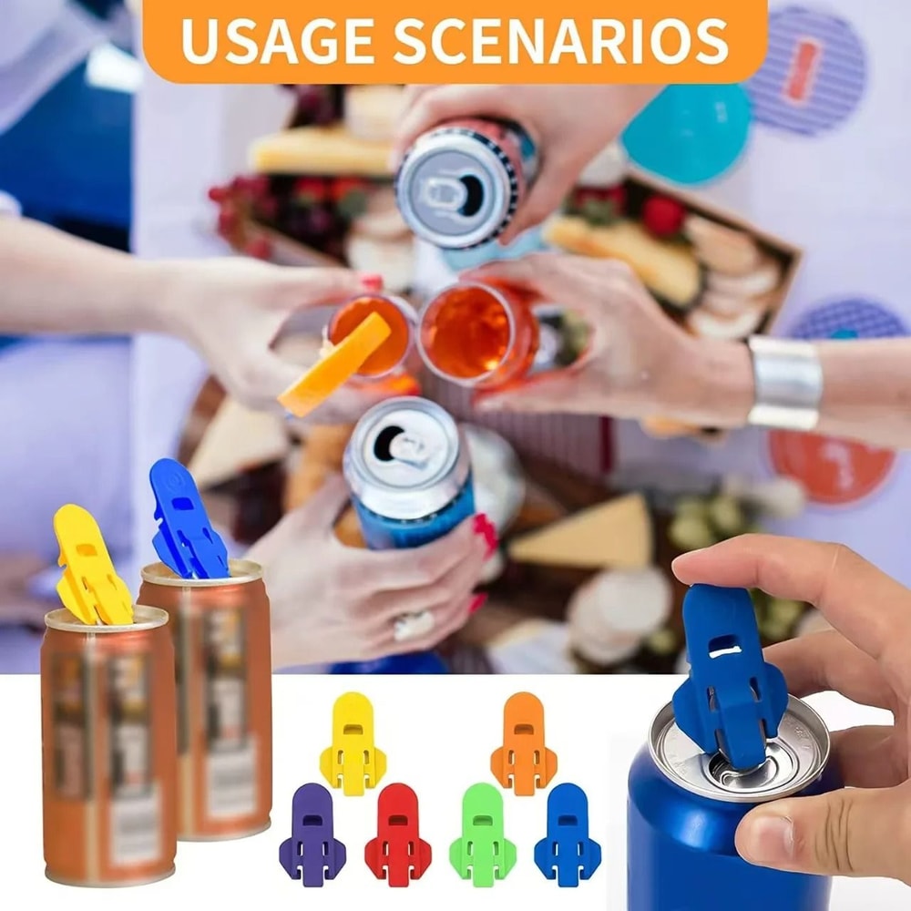 6Piece MultiColor Can Opener Sealer Set Dustproof Beverage Protection 5
