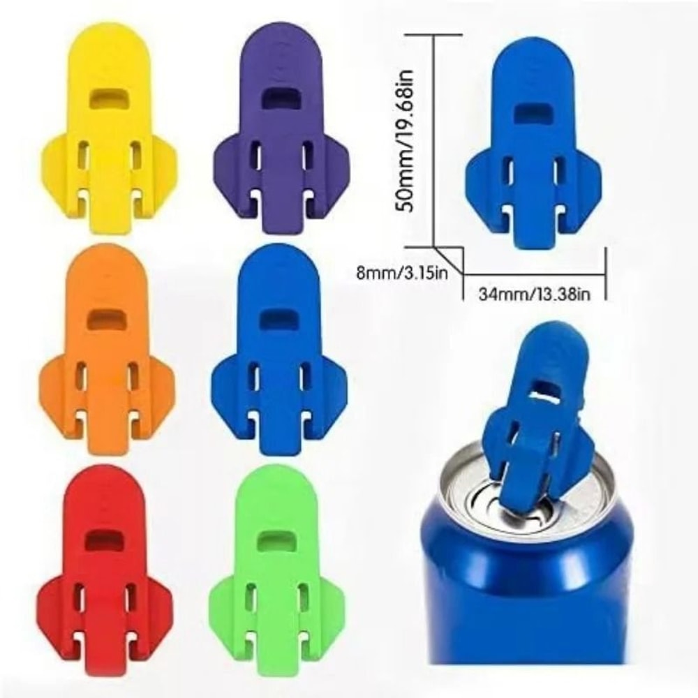 6Piece MultiColor Can Opener Sealer Set Dustproof Beverage Protection 6
