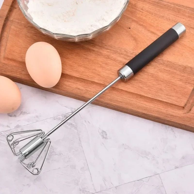 SemiAutomatic Stainless Steel Egg Beater Effortless Manual Whisk Mixer 0
