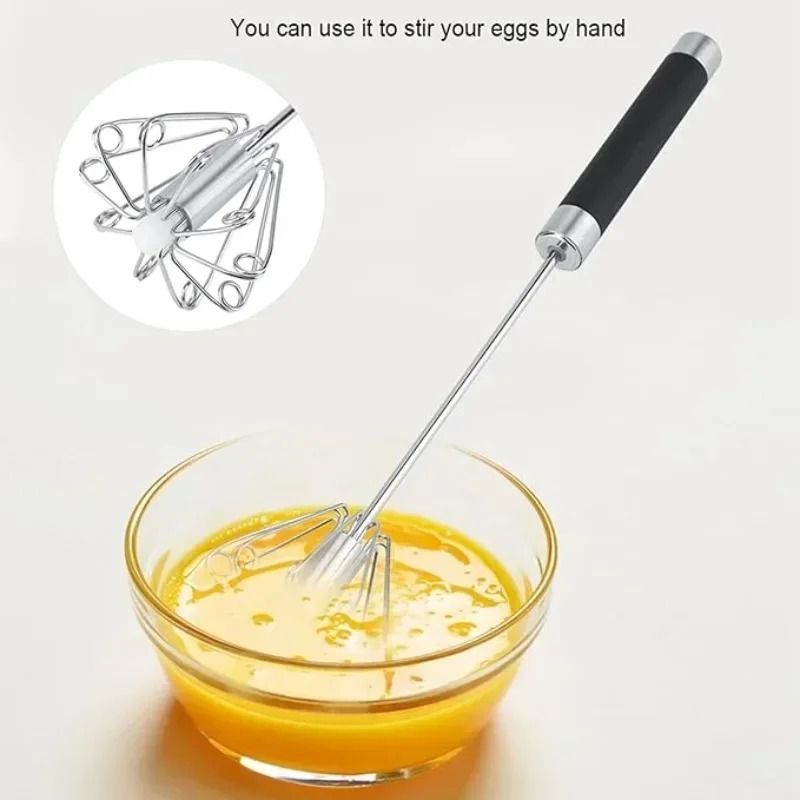 SemiAutomatic Stainless Steel Egg Beater Effortless Manual Whisk Mixer 5