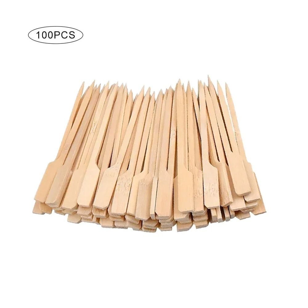 EcoFriendly Bamboo Skewer Set 100Piece MultiLength Barbecue Fruit Forks 2