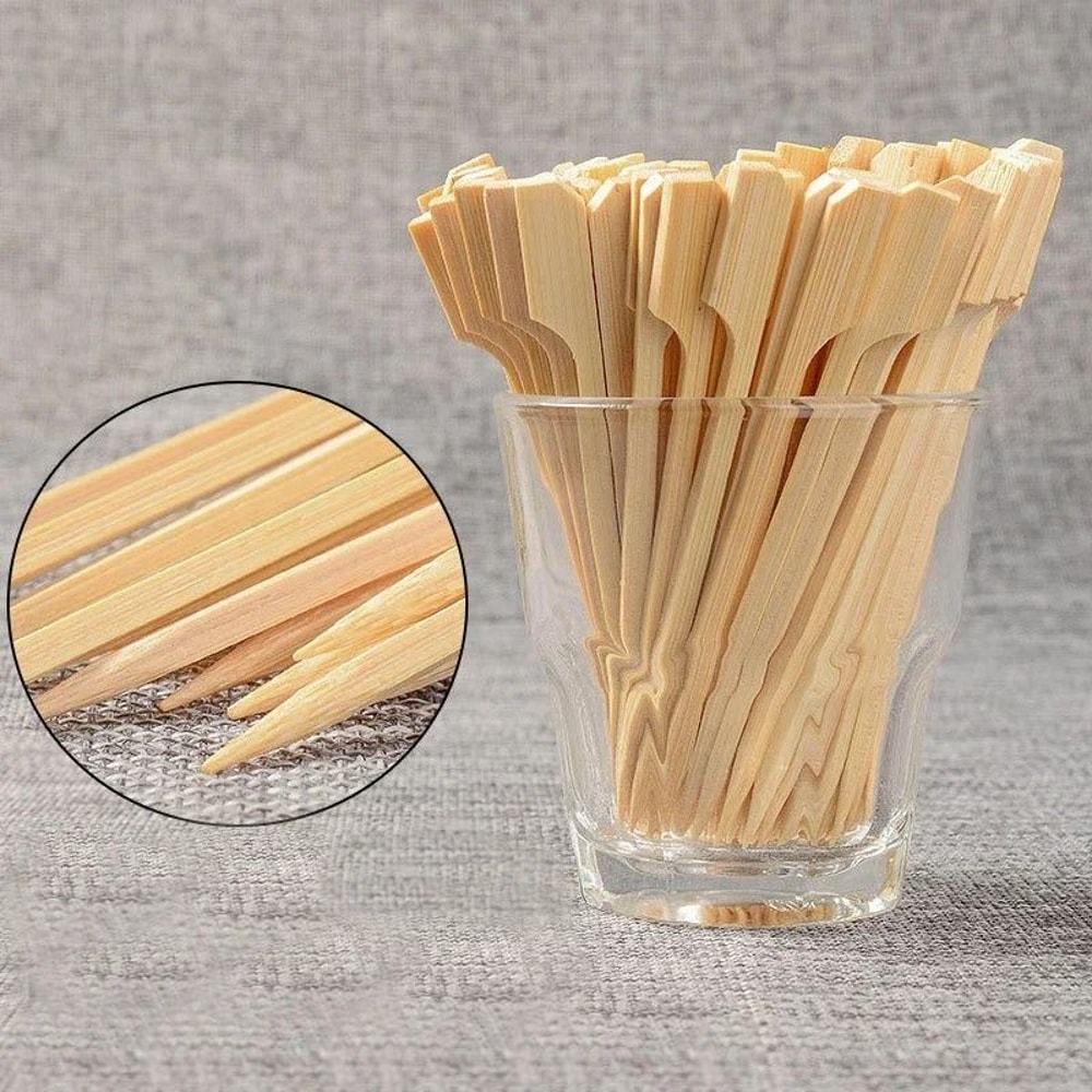 EcoFriendly Bamboo Skewer Set 100Piece MultiLength Barbecue Fruit Forks 4