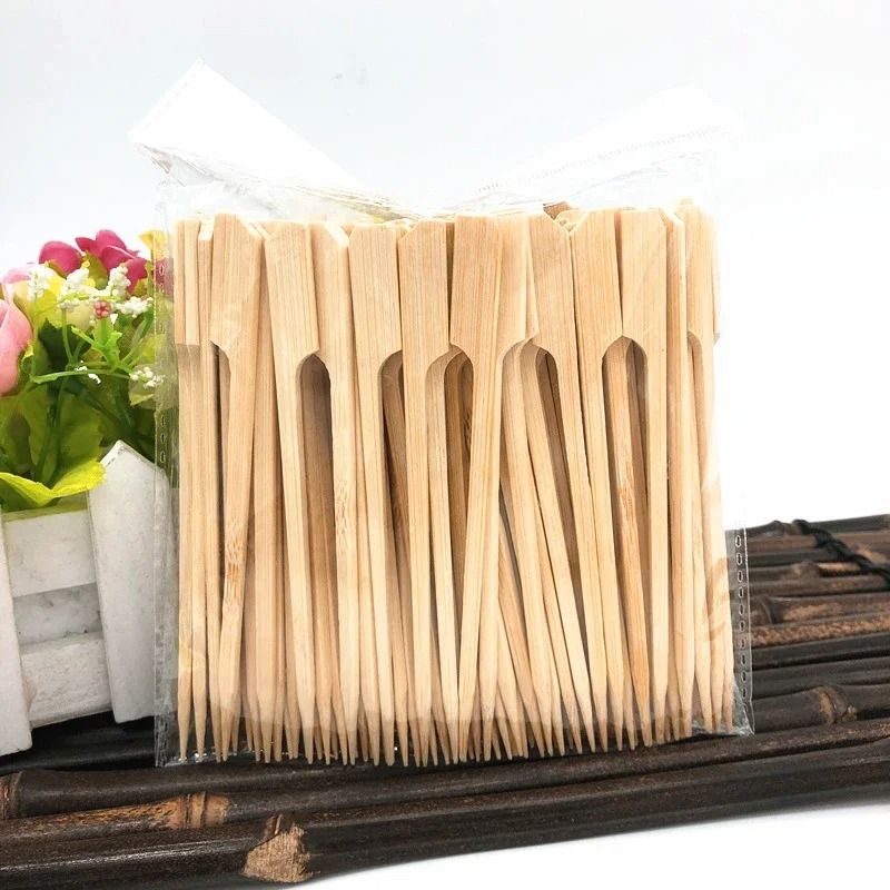 EcoFriendly Bamboo Skewer Set 100Piece MultiLength Barbecue Fruit Forks 5