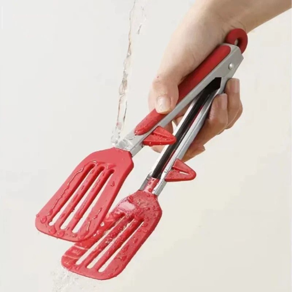 Silicone Tongs NonStick Stainless Steel Cooking Clips 0