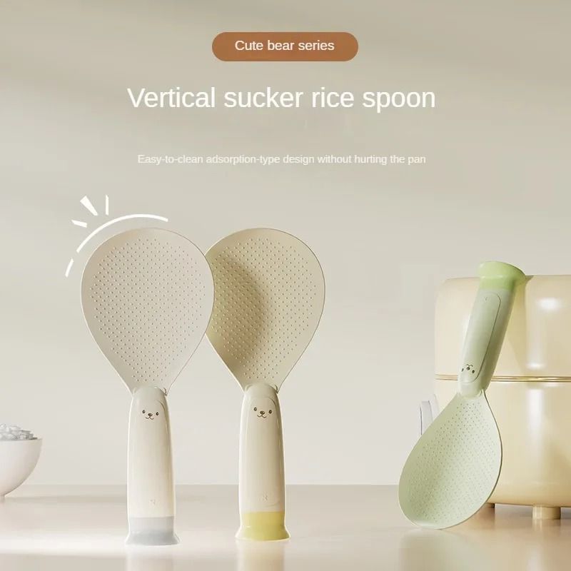 Standing NonStick Rice Spoon HeatResistant Suction Cup Serving Paddle 1
