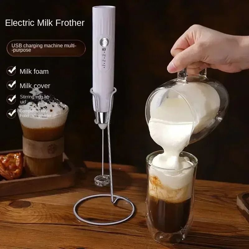 Portable USB Electric Egg Beater Handheld Coffee Frother Cream Whipper 2