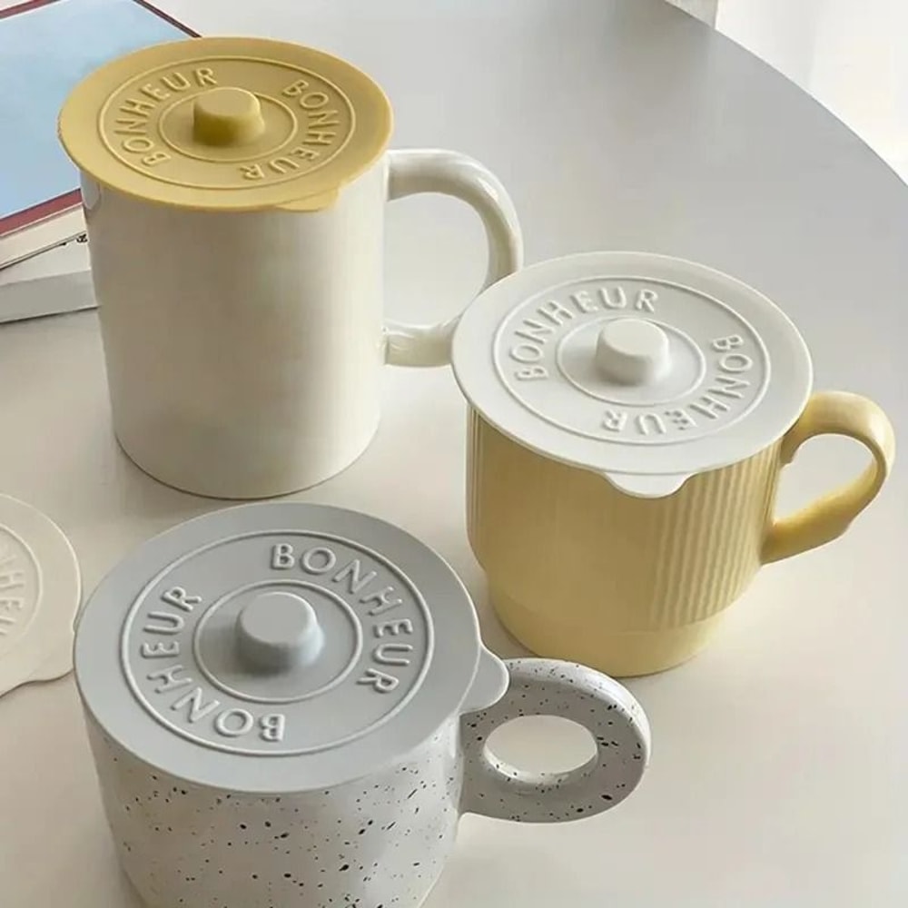Concave Embossed Silicone Mug Lid Creative DustProof Water Cup Cover 2