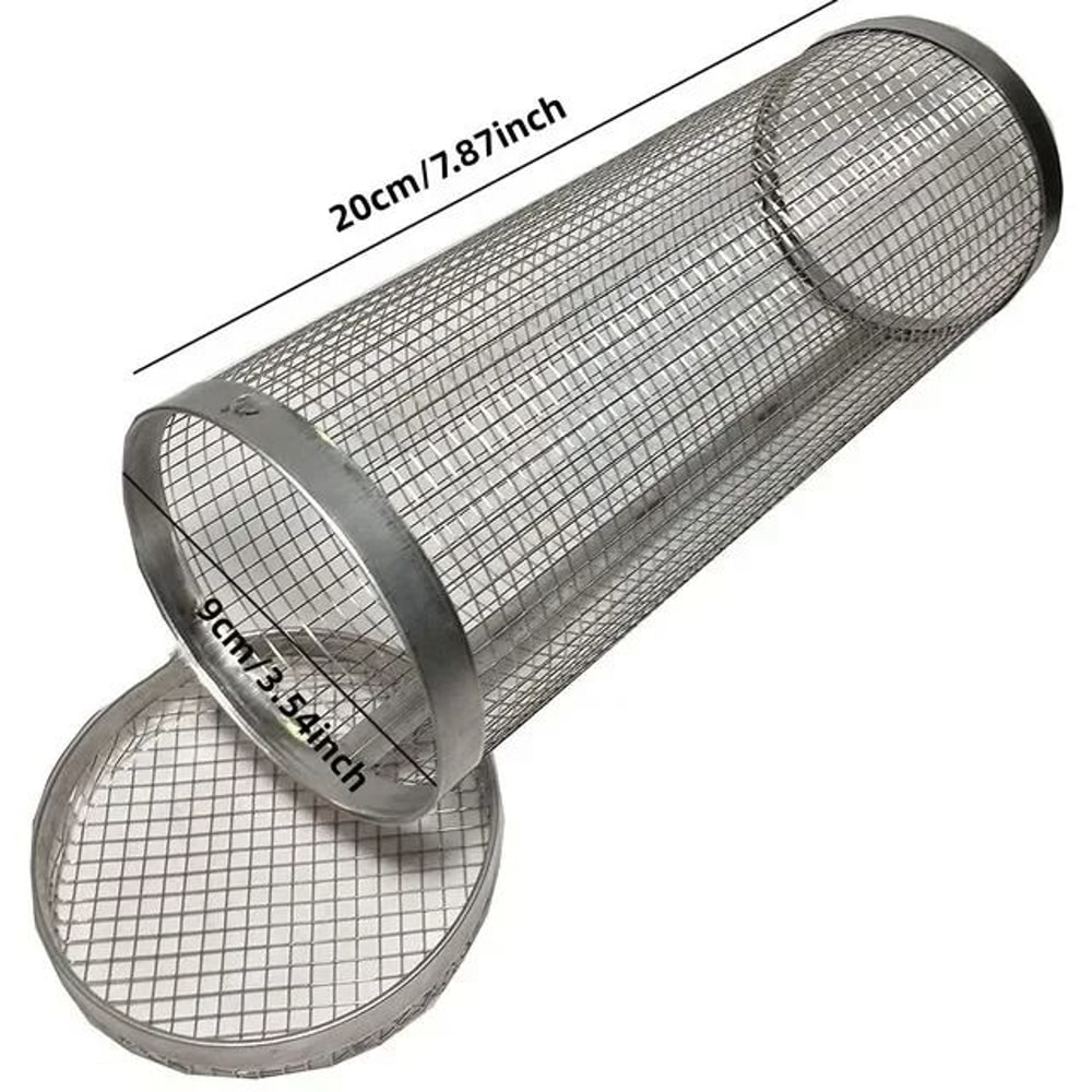 Circular Stainless Steel Rolling BBQ Basket 360 Rotating Mesh Grill Cylinder 6