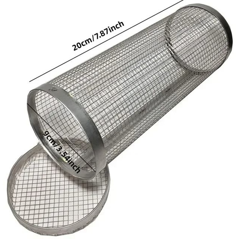 Circular Stainless Steel Rolling BBQ Basket 360 Rotating Mesh Grill Cylinder 6