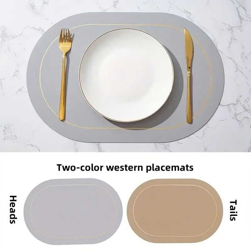 ColorBlocking Leather Placemats HeatResistant Waterproof Dining Mats 11