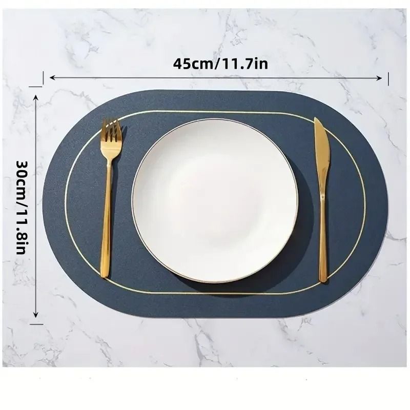 ColorBlocking Leather Placemats HeatResistant Waterproof Dining Mats 6