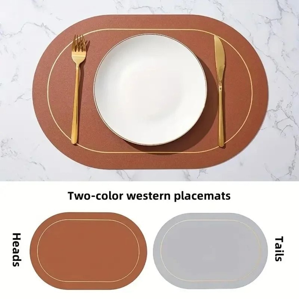 ColorBlocking Leather Placemats HeatResistant Waterproof Dining Mats 7